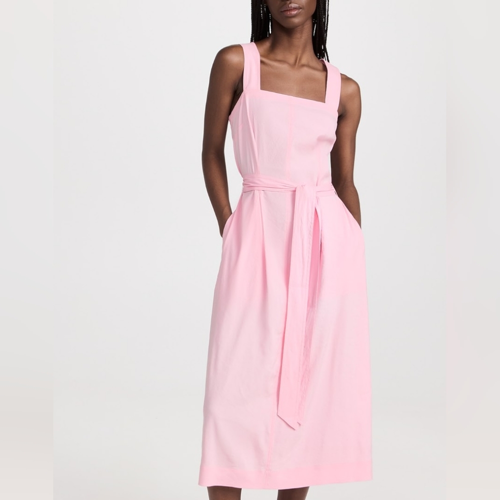 Vince Square Neck Linen Midi Dress